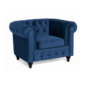 Manor House Chesterfield Lyx fåtölj blå