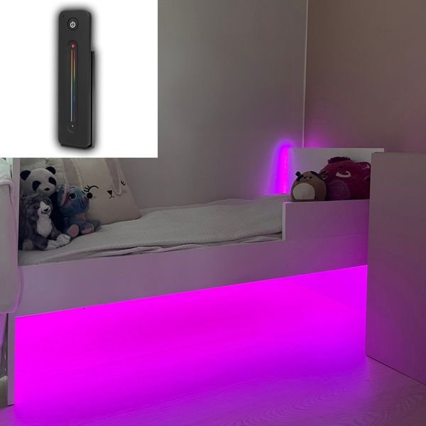 LED-listpaket för barnrum AGGE - Komplett paket, Black Touch Slide Fjärrkontroll