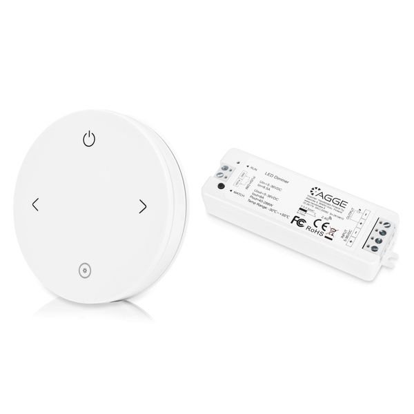 Fjärrkontroll för LED-list AGGE Dimming 4-button, RF 2.4 GHz, Fjärrkontroll + Drivdon