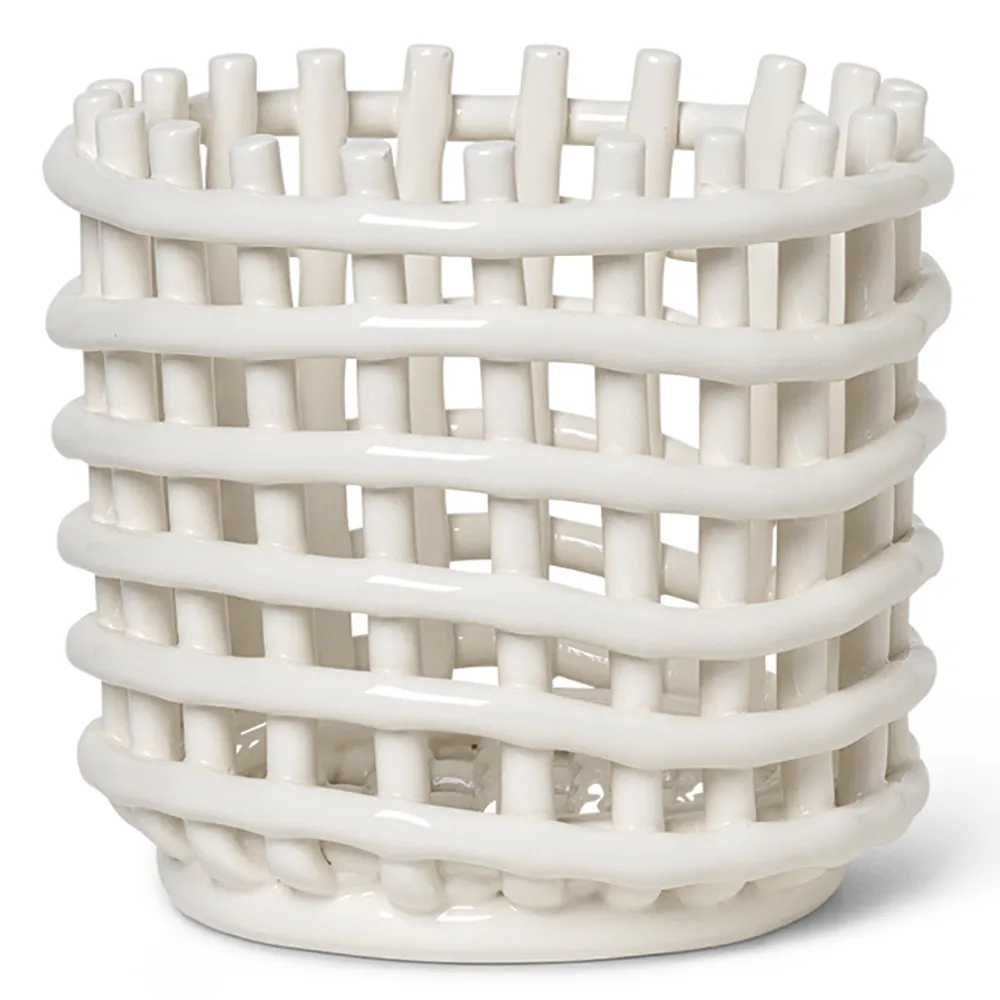 Ferm Living, Ceramic Flätad korg - Small - Off-white