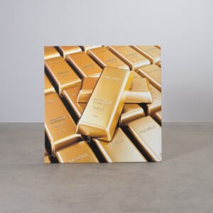 Akustiktavla med guldtackor 135 x 135 cm