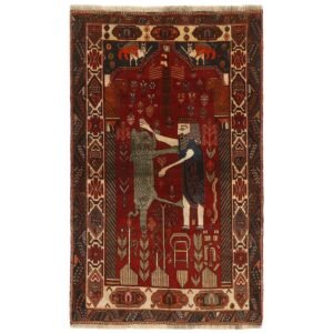 Old Figural Kashghai orientalisk matta 116 x 189 cm