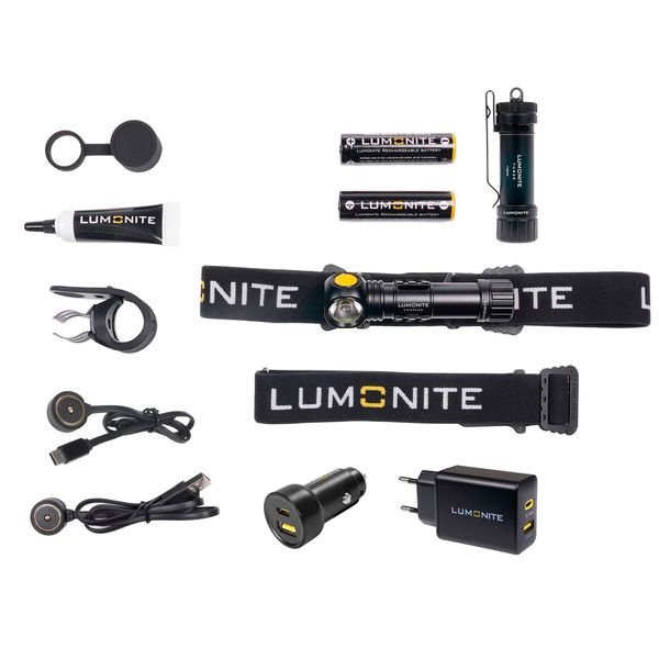 Pannlampa LUMONITE Compass - 1250 lm / Laddbar, PREMIUM-paket (Utrustningspaket)