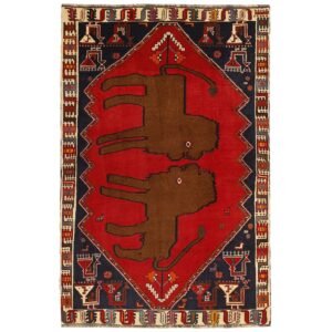 Old Figural Kashghai orientalisk matta 129 x 197 cm