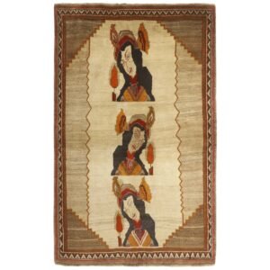 Old Figural Kashghai orientalisk matta 117 x 185 cm