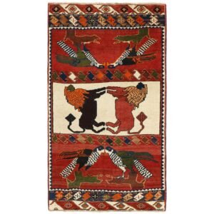 Old Figural Kashghai orientalisk matta 106 x 194 cm