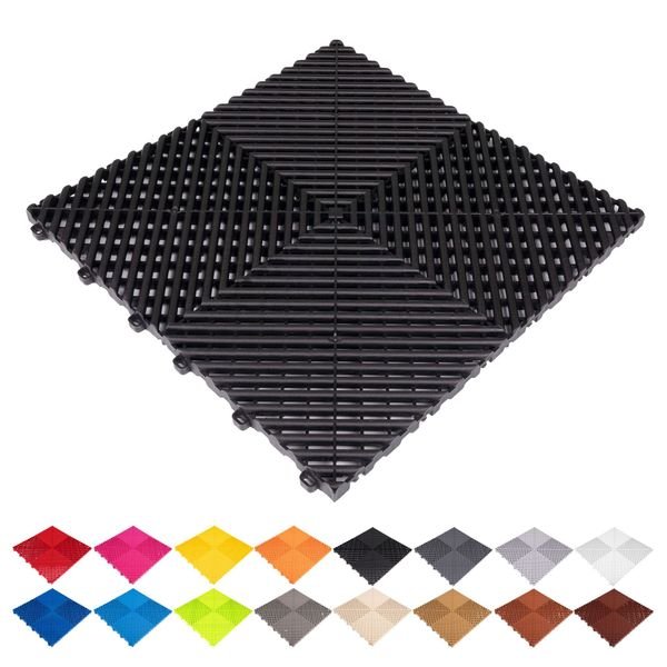 Garagegolv Dr Dirt Garage Plaza HD (1,92 m²), Svart, 1,92 m² (12-pack)