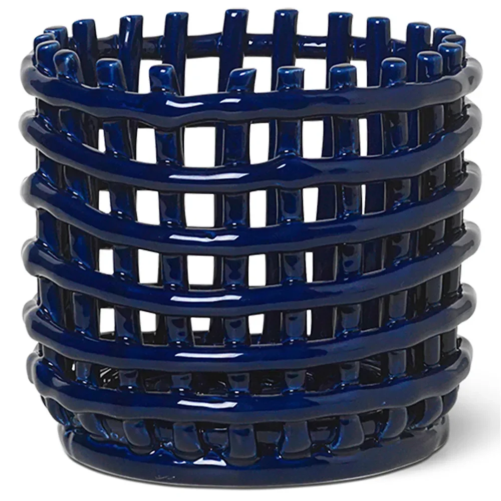 Ferm Living, Ceramic Flätad korg - Small - Blue