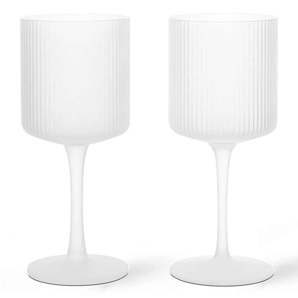Ferm Living, Ripple Vitvinsglas 2-pack - Frosted