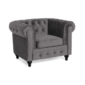 Manor House Chesterfield Lyx fåtölj grå