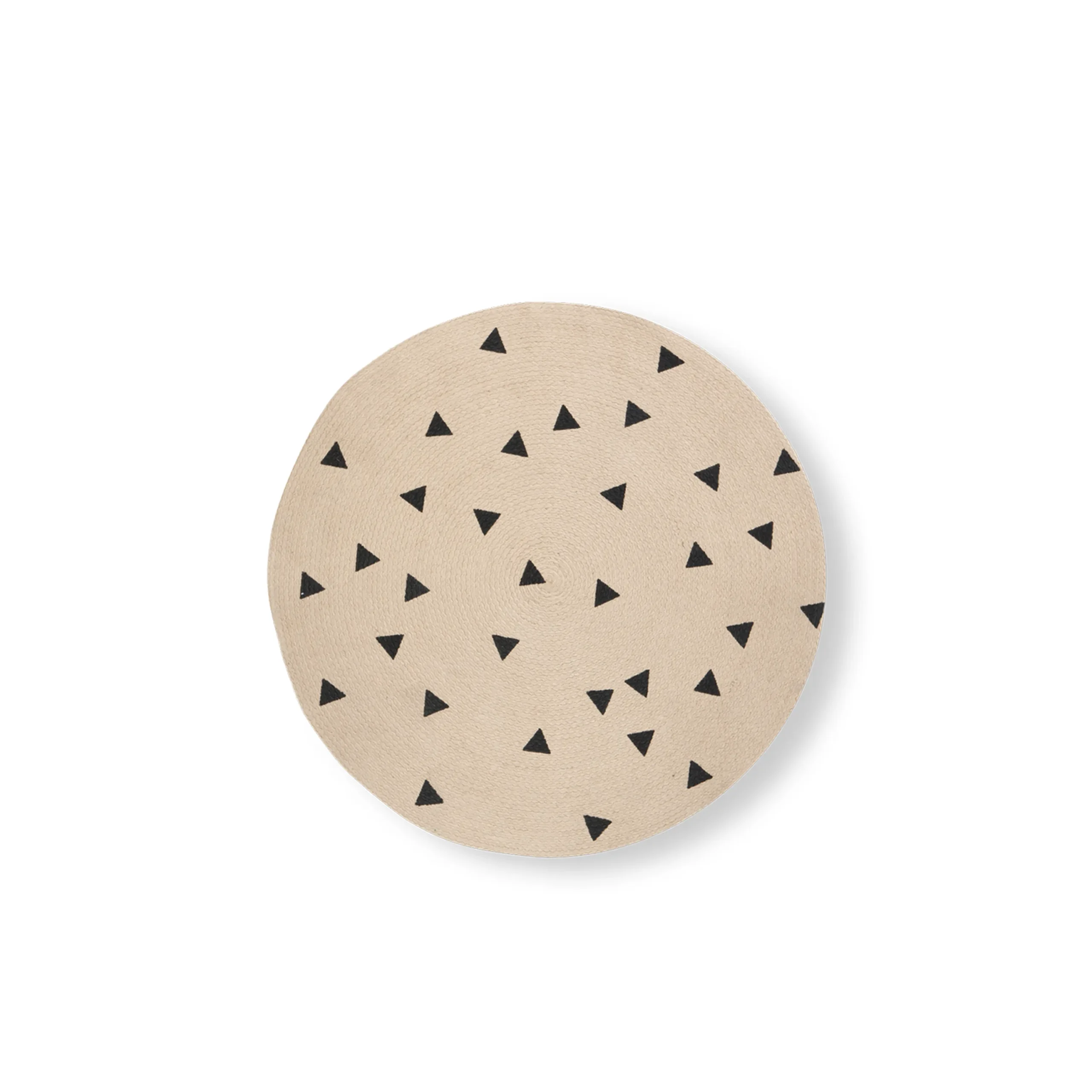 Ferm Living, Rund Matta i Jute med Svarta Trianglar Small