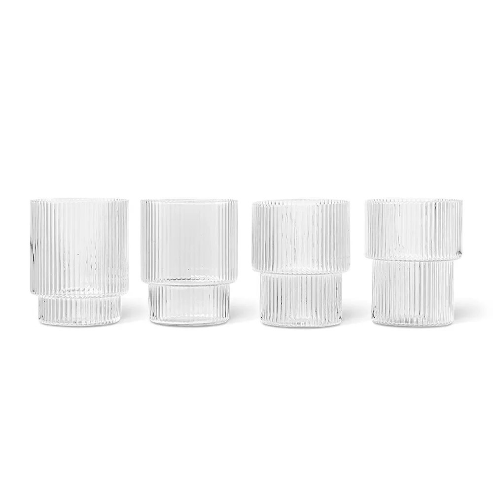 Ferm Living, Ripple Glas 4-pack - Clear