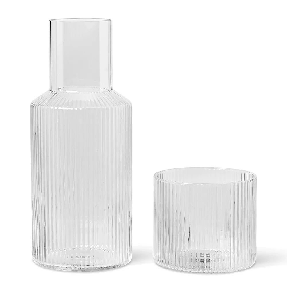 Ferm Living, Ripple Karaff med glas - Clear