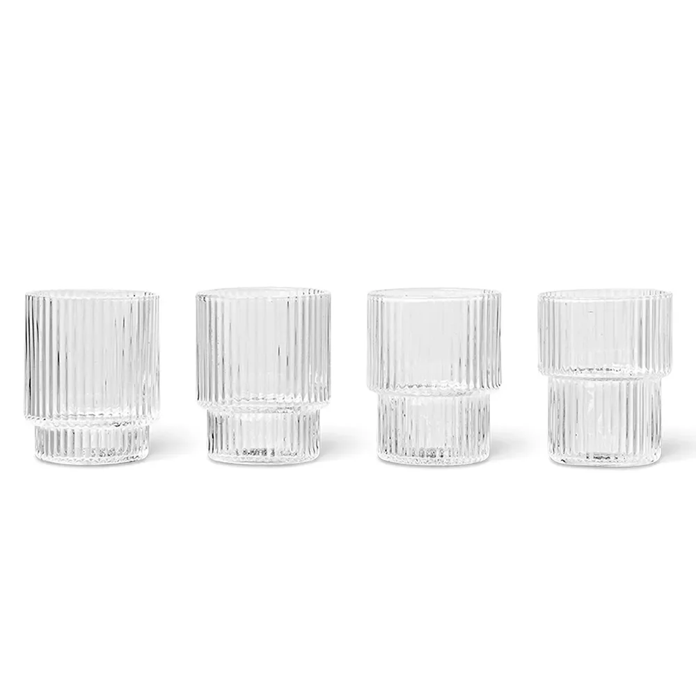 Ferm Living, Ripple Små Glas 4-pack - Clear