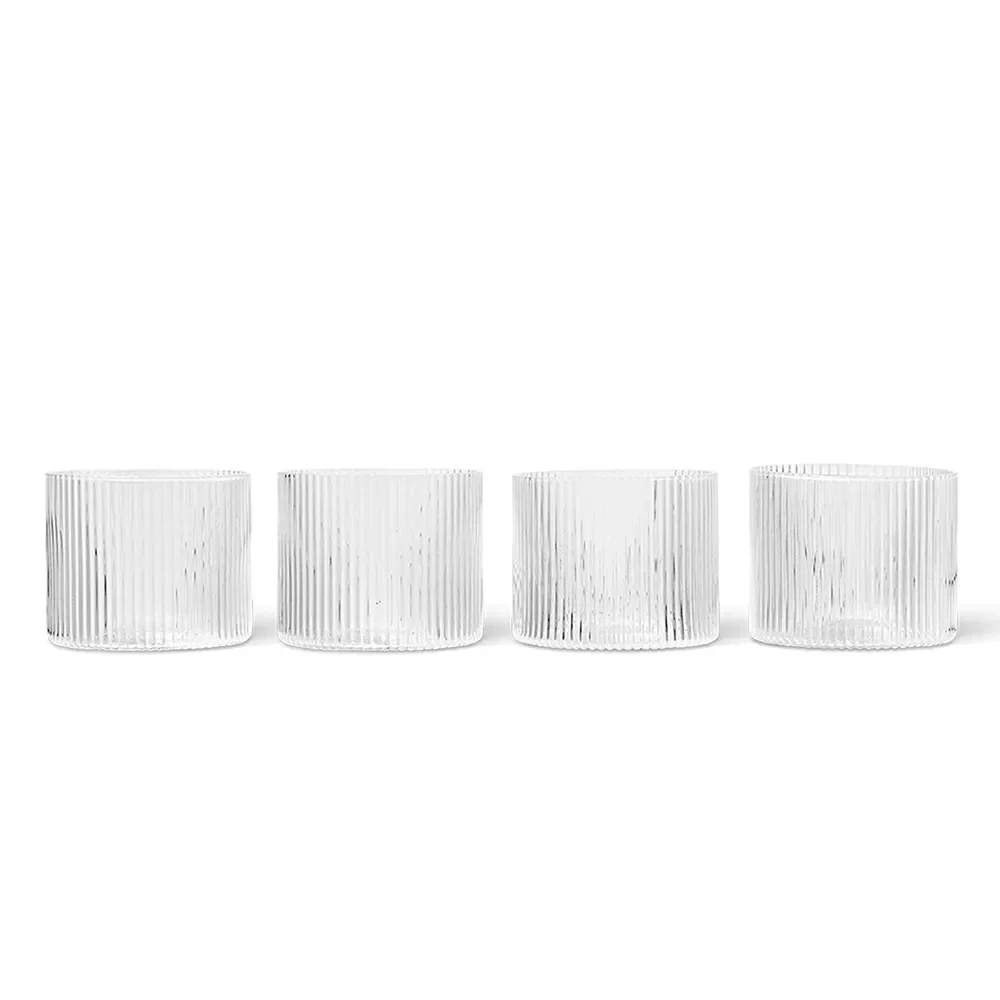 Ferm Living, Ripple Lågt glas 4-pack - Clear