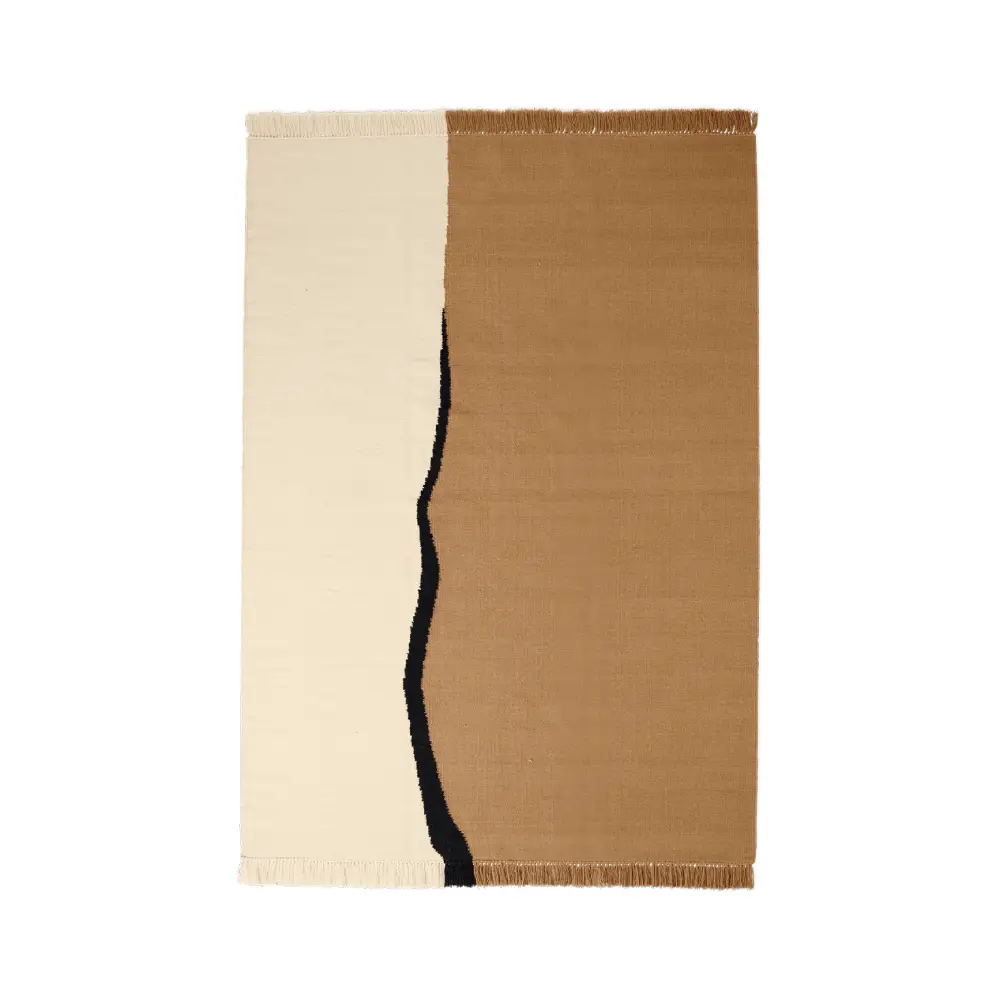 Ferm Living, Soil Kelim Matta 170x240 cm- Dark Sand/Off-white