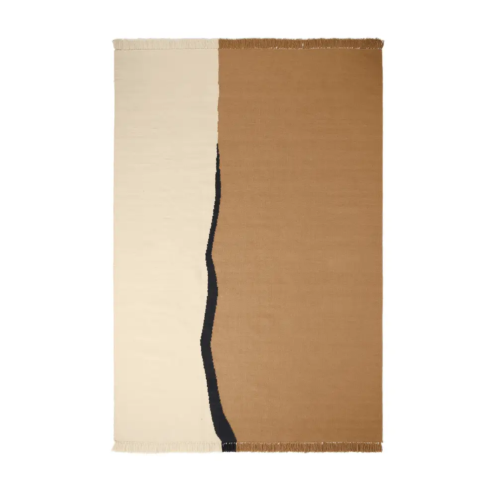 Ferm Living, Soil Kelim Matta 200x300 cm- Dark Sand/Off-white