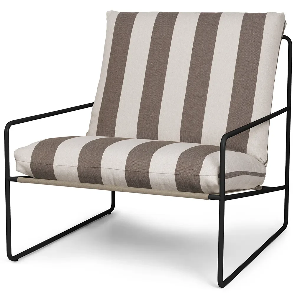Ferm Living, Desert Fåtölj Stripe Black/Chocolate