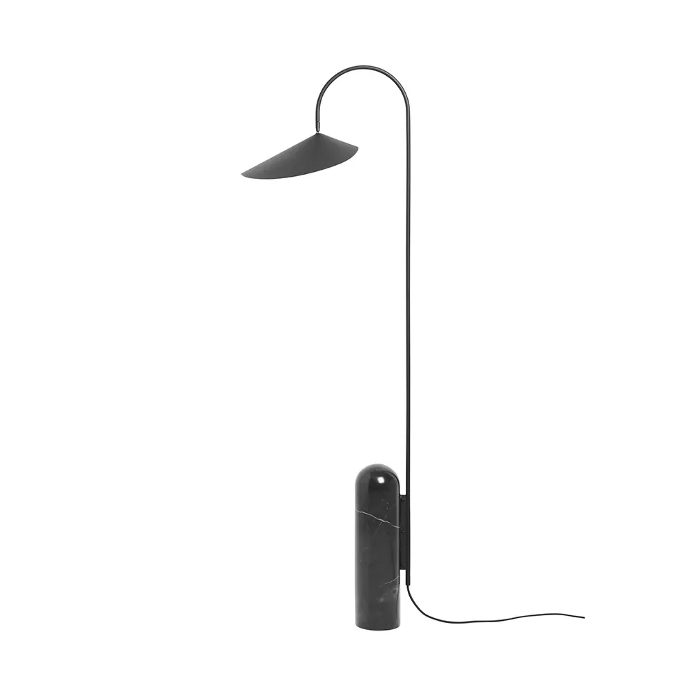 Ferm Living, Justerbar Golvlampa med Travertinfot Arum Black