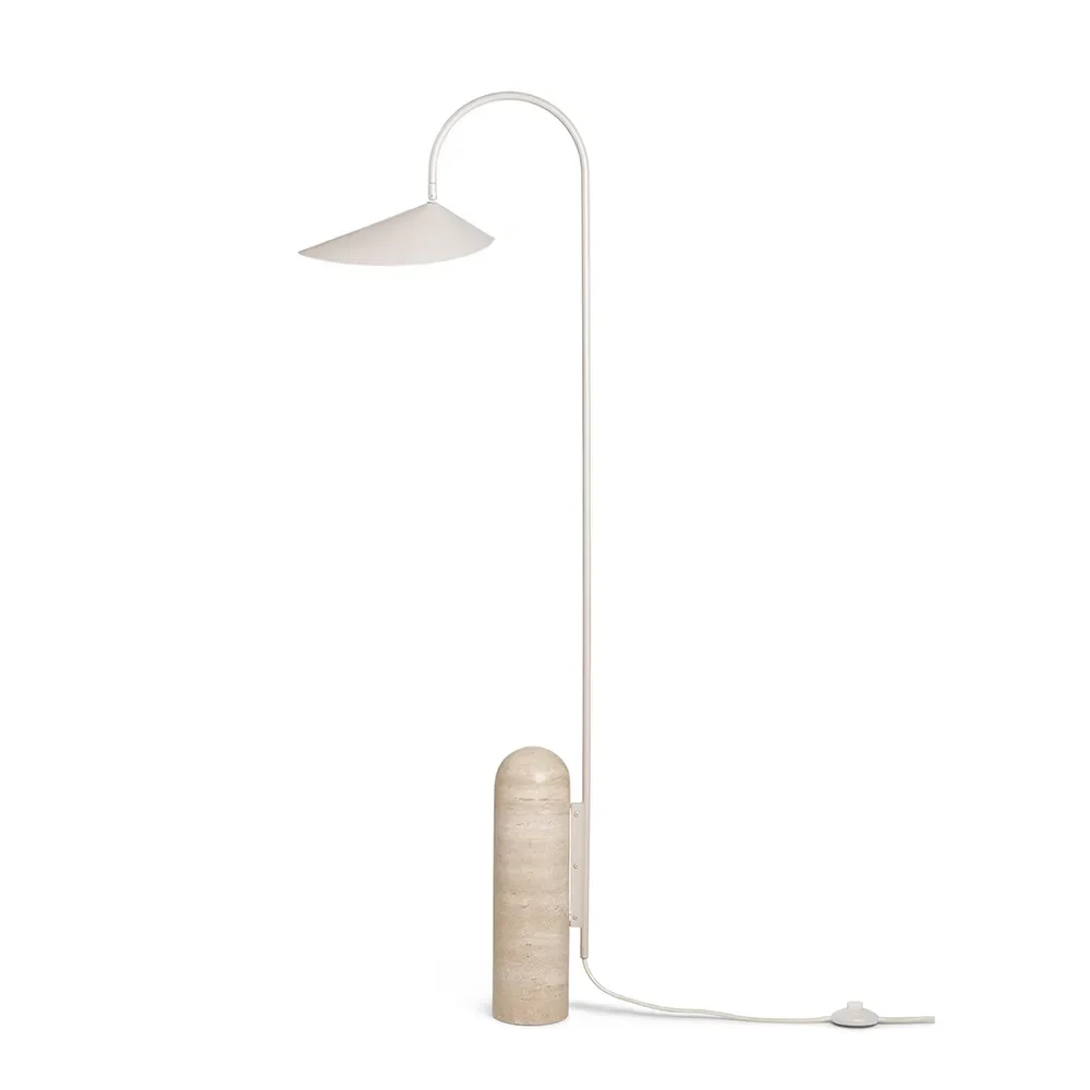 Ferm Living, Justerbar Golvlampa med Travertinfot Arum Cashmere