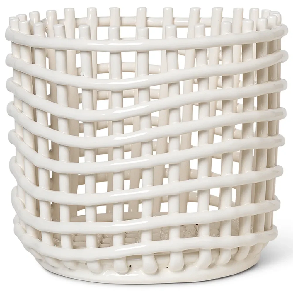 Ferm Living, Ceramic Flätad korg - Large - Off-white