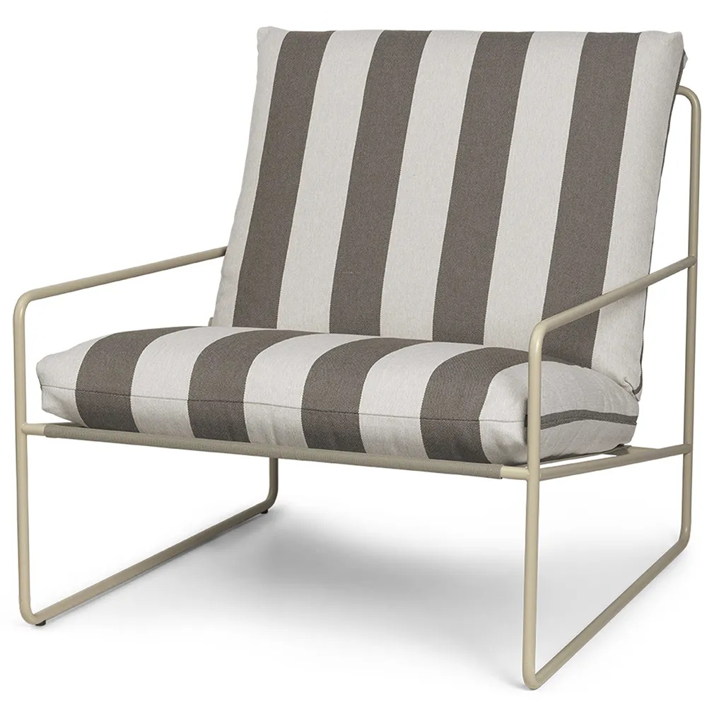 Ferm Living, Desert Fåtölj Stripe Cashmere/Chocolate