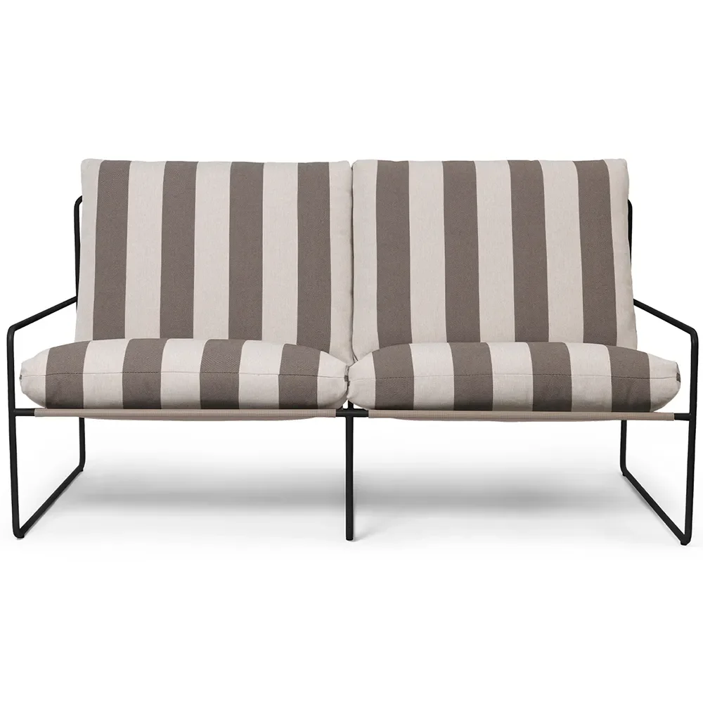 Ferm Living, Desert 2-sits soffa Stripe Black/Chocolate