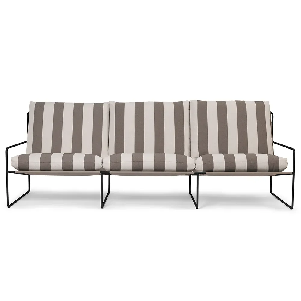 Ferm Living, Desert 3-sits soffa Stripe Black/Chocolate