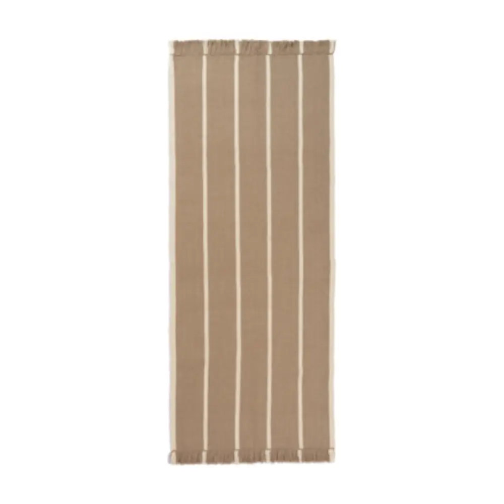 Ferm Living, Calm Kelim Matta 80x200 cm- Dark Sand/Off-white