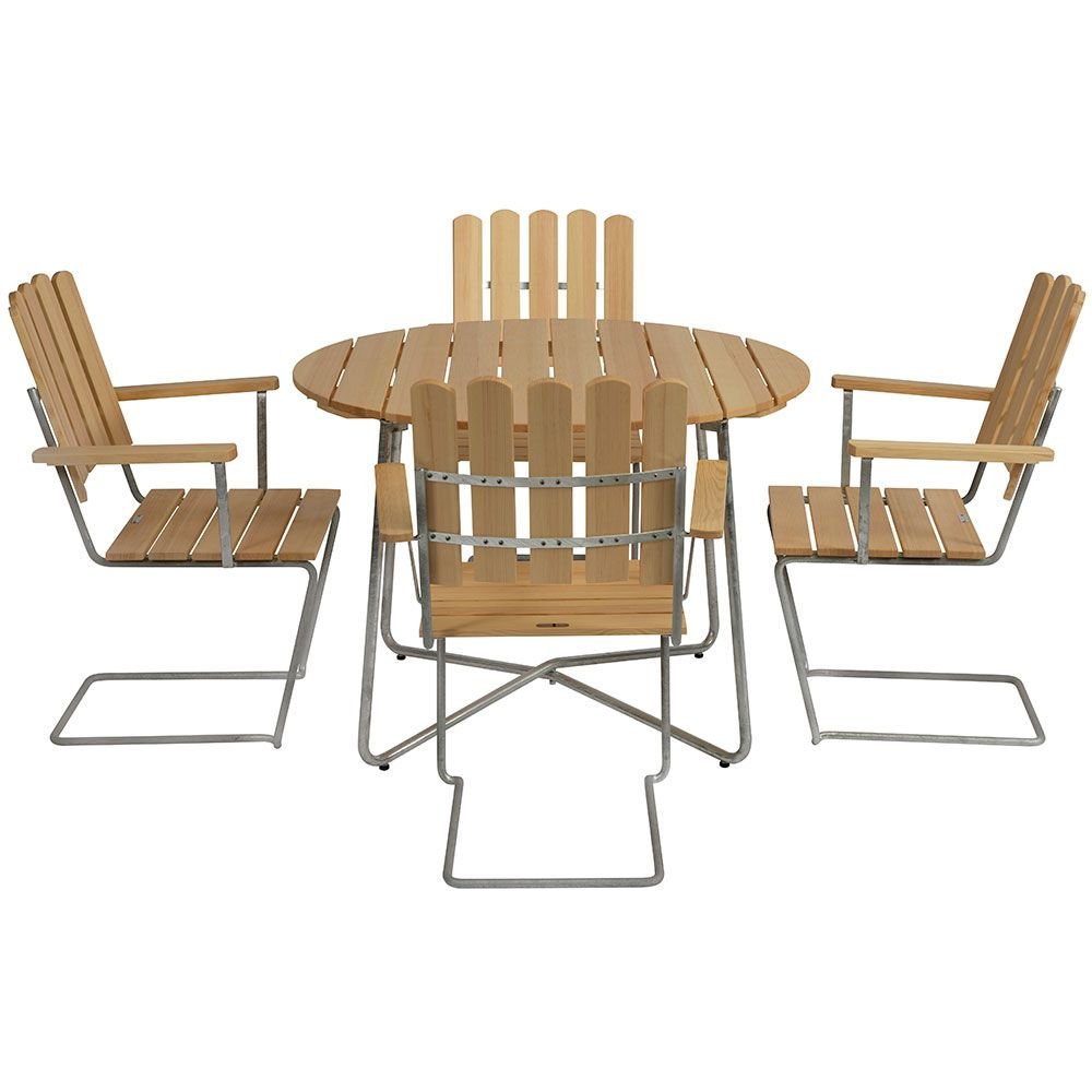 Grythyttan Stålmöbler, Matgrupp 9A Ø100Cm & A2 Furu