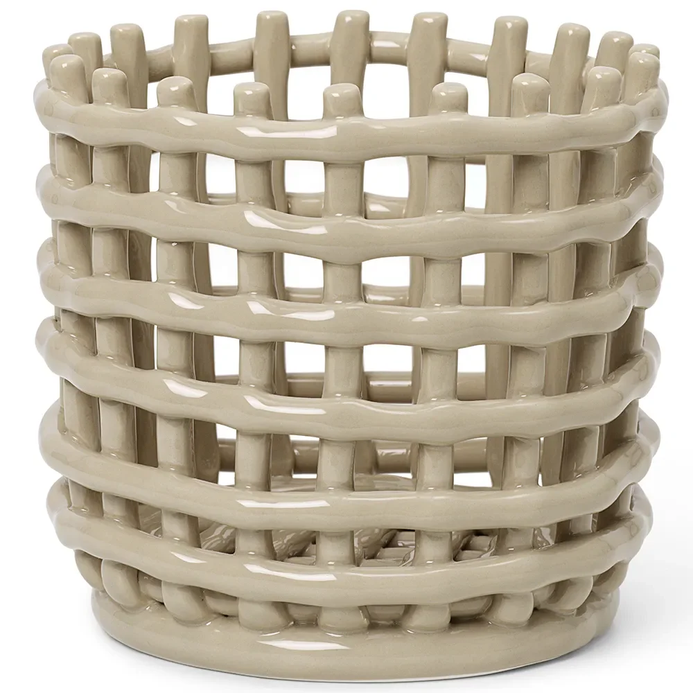 Ferm Living, Ceramic Flätad korg - Small - Cashmere