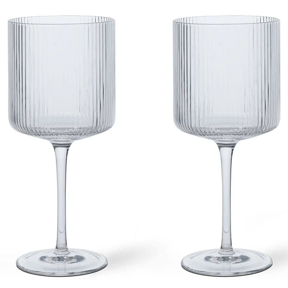 Ferm Living, Ripple Rödvinsglas 2-pack - Clear