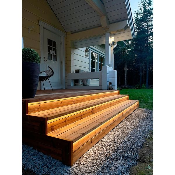 LED-listpaket Terrassbelysning AGGE (Vinklad profil), 5 m / 3000K / 15 W/m