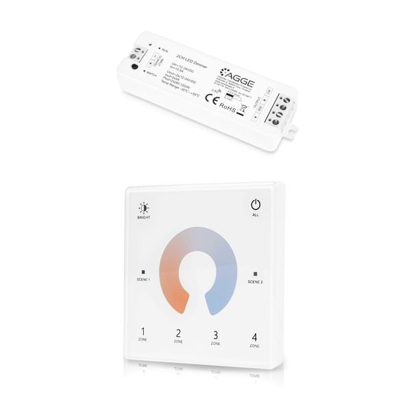 Fjärrkontroll för LED-list AGGE CCT Wall Mount Touch Panel 4-zones, RF 2.4 GHz, Fjärrkontroll + Drivdon
