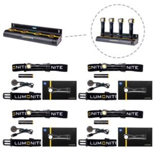 Pannlampa LUMONITE Compass - 1250 lm / Laddbar, 4 st Grundpaket + Laddningsstation