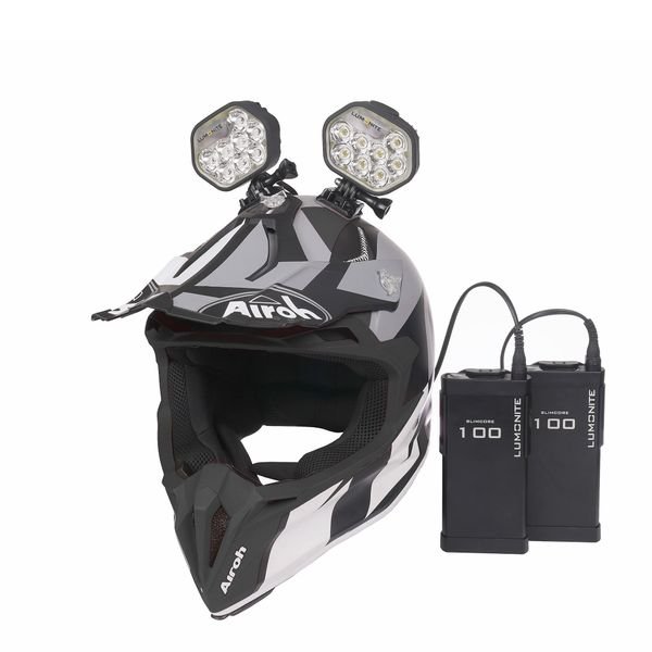 Enduro Hjälmpaket LUMONITE Leader - 6838 lm / Laddbar, 2 x Lampa&batteri + GoPro-fäste (13676 lm)
