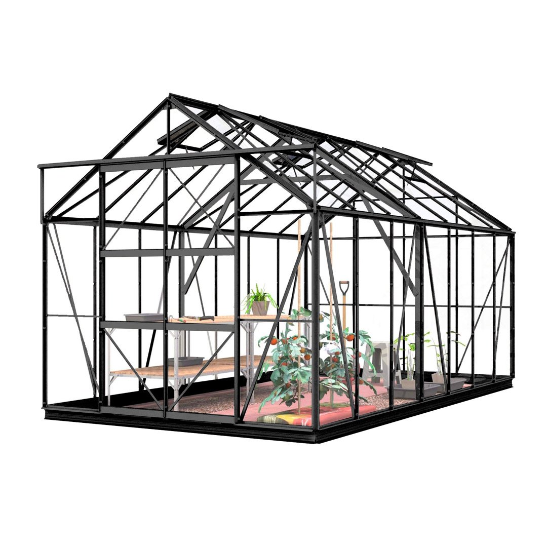 Lykke Växthus Hybrid 11,3m2, svart