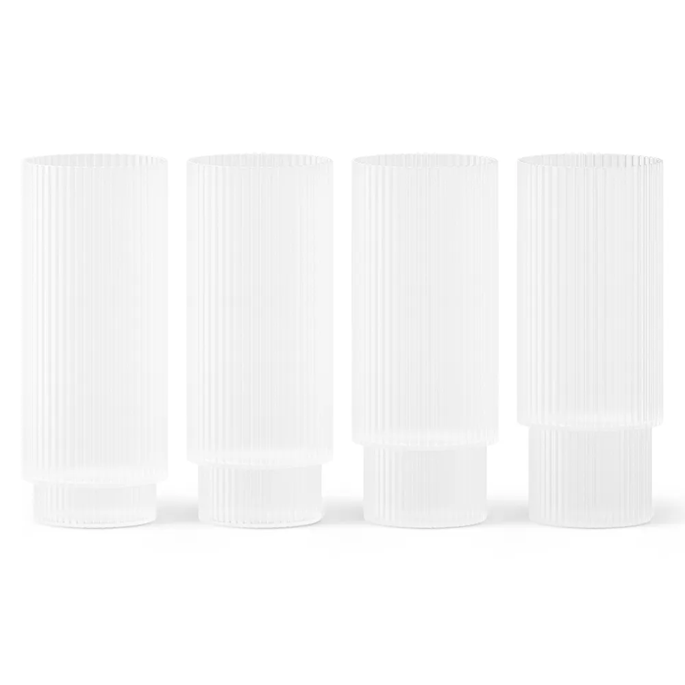 Ferm Living, Ripple Long Drink Glas 4-pack - Frosted