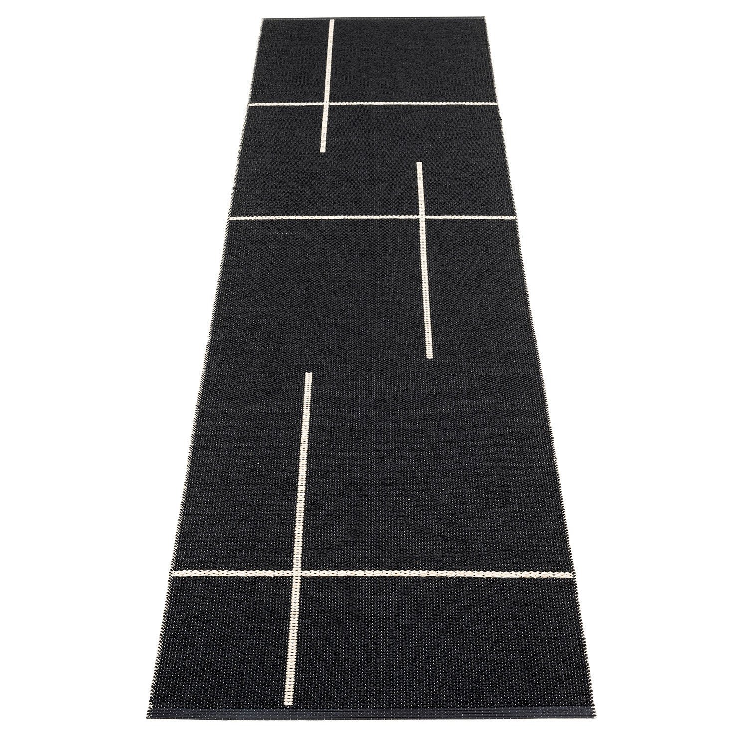 Pappelina, Fred matta 70x270 cm black / vanilla