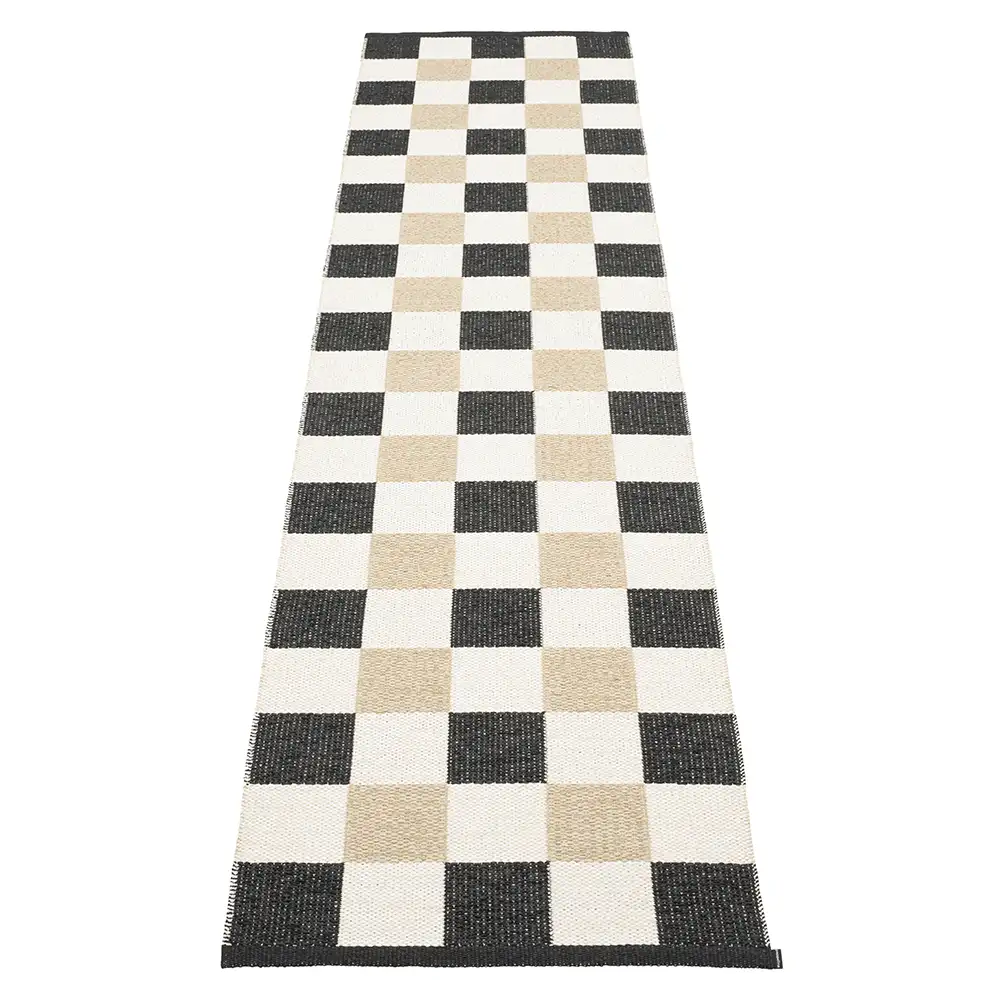 Pappelina, Pix matta 70x300 cm Black/Vanilla/Beige