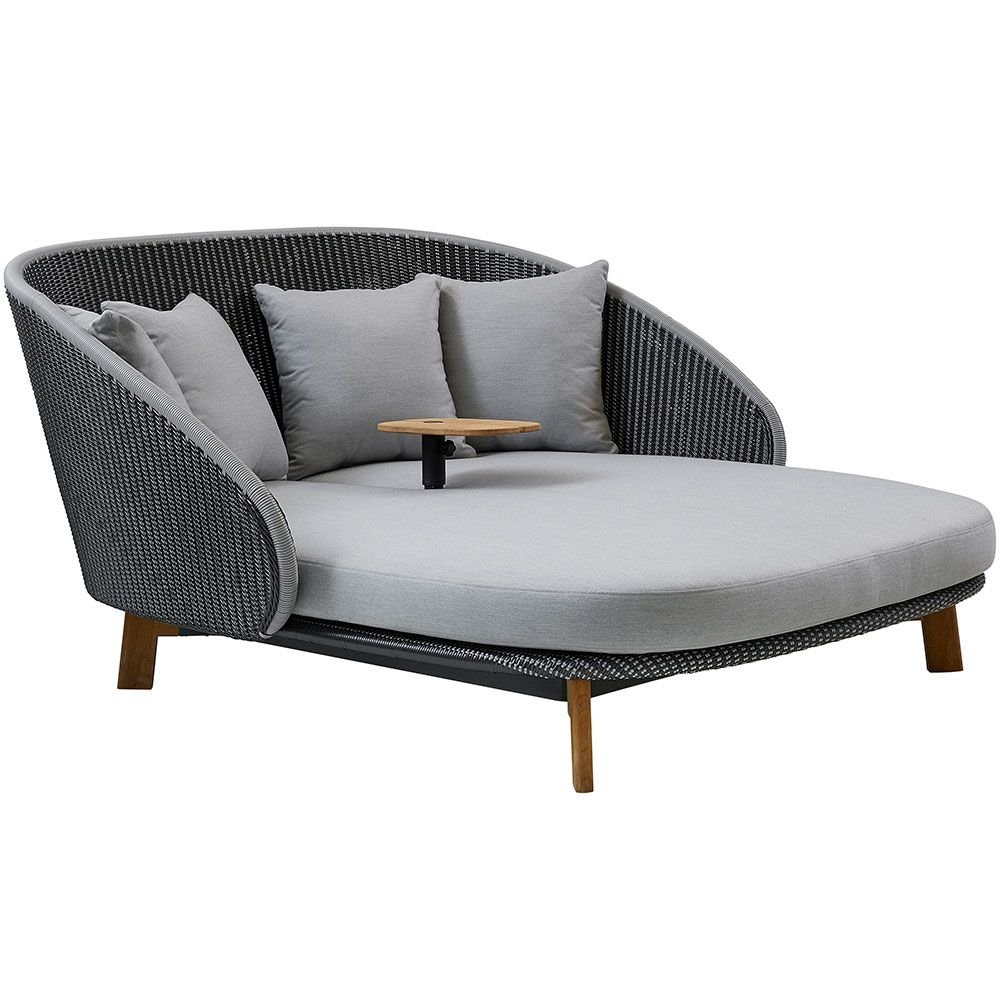 Cane-line, Peacock solsäng grå inkl. dynor