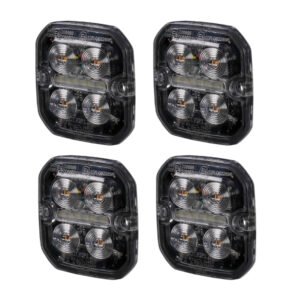 Varningsljus / Positionsljus Purelux Strobe Ultra Slim Square - Orange/Röd / 12/24V / 8W / 60 mm, 4 st