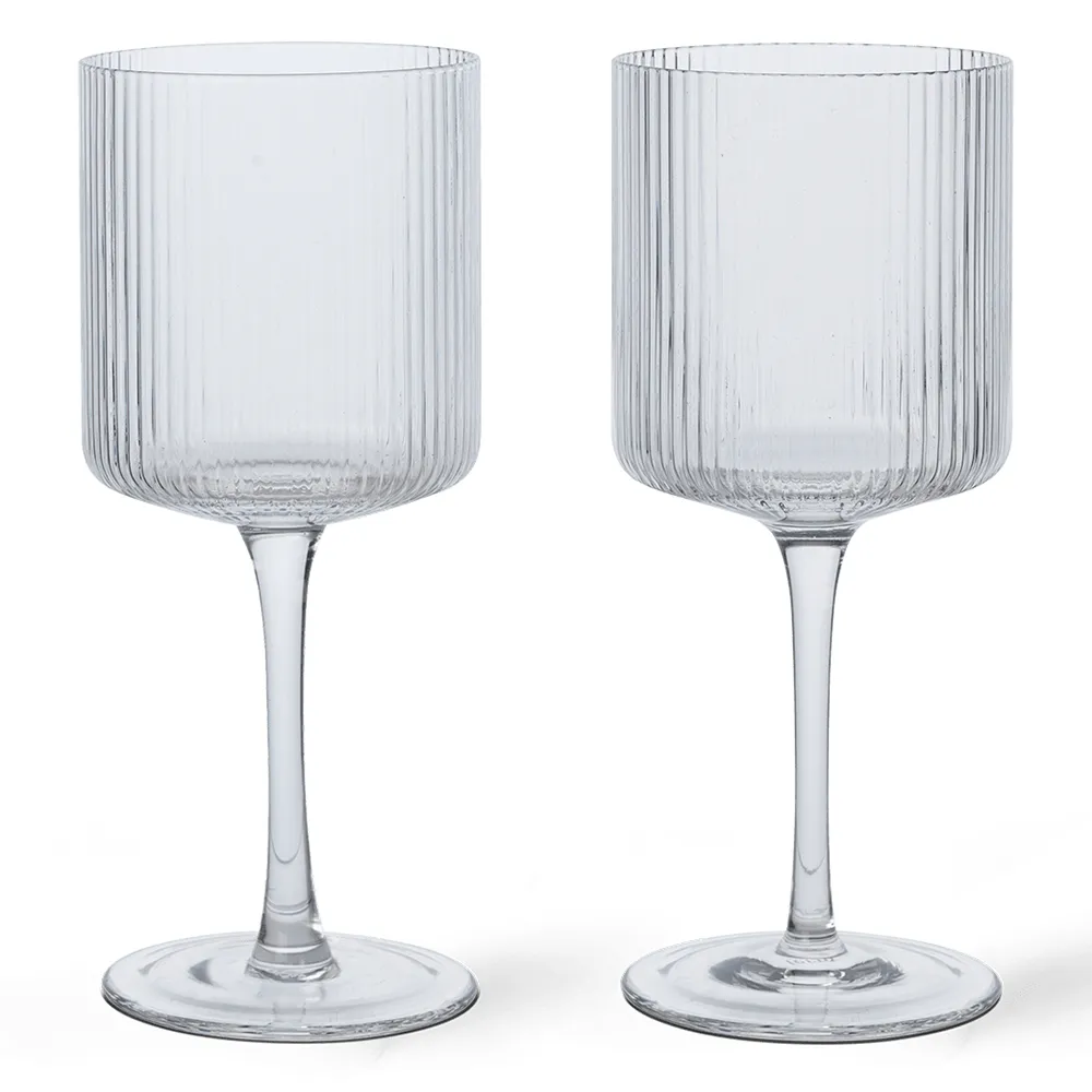 Ferm Living, Ripple Vitvinsglas 2-pack - Clear