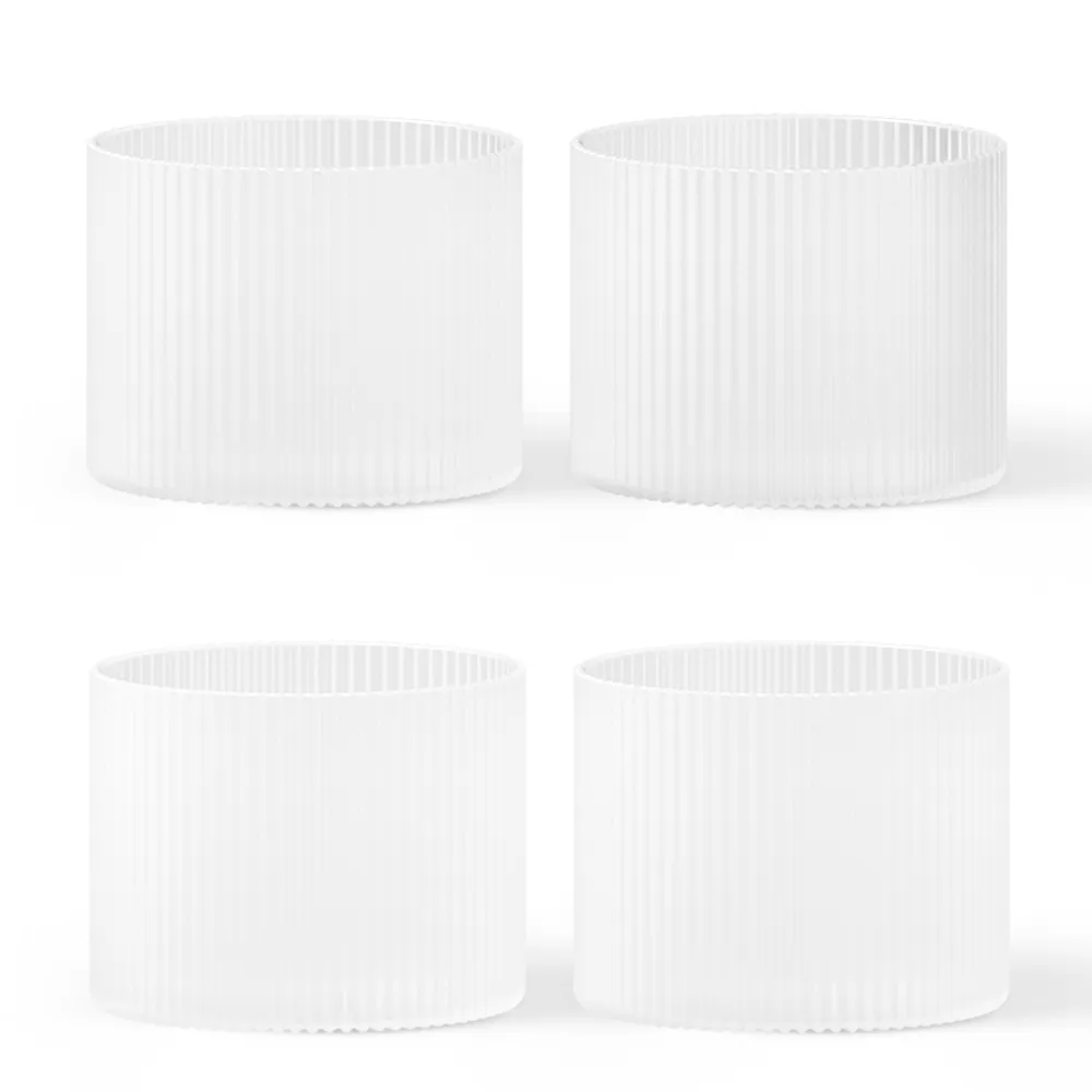 Ferm Living, Ripple Lågt glas 4-pack - Frosted