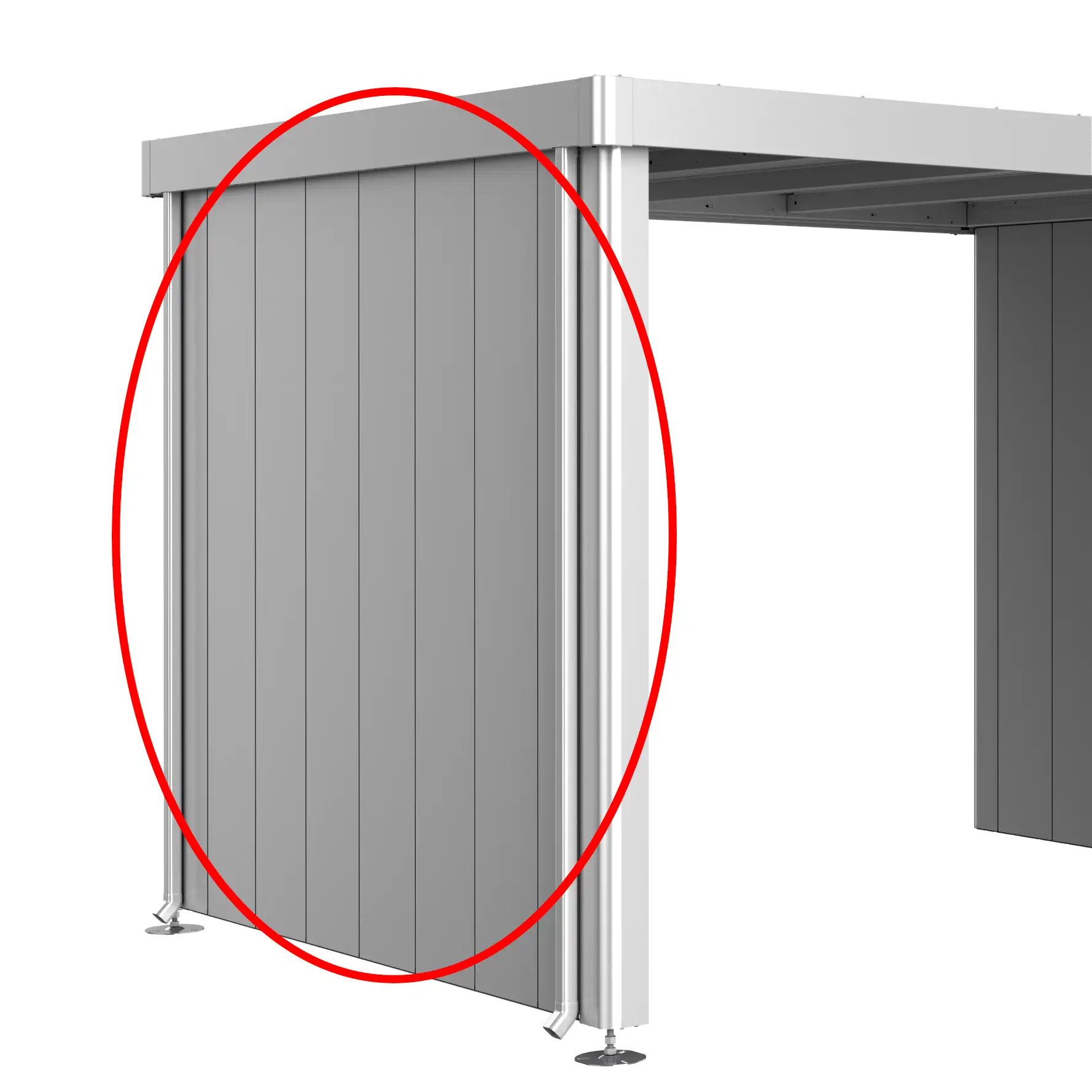 Biohort, Sidoväggar till sidotak trädgårdsskjul Neo 4A/4B/4C metallic silver