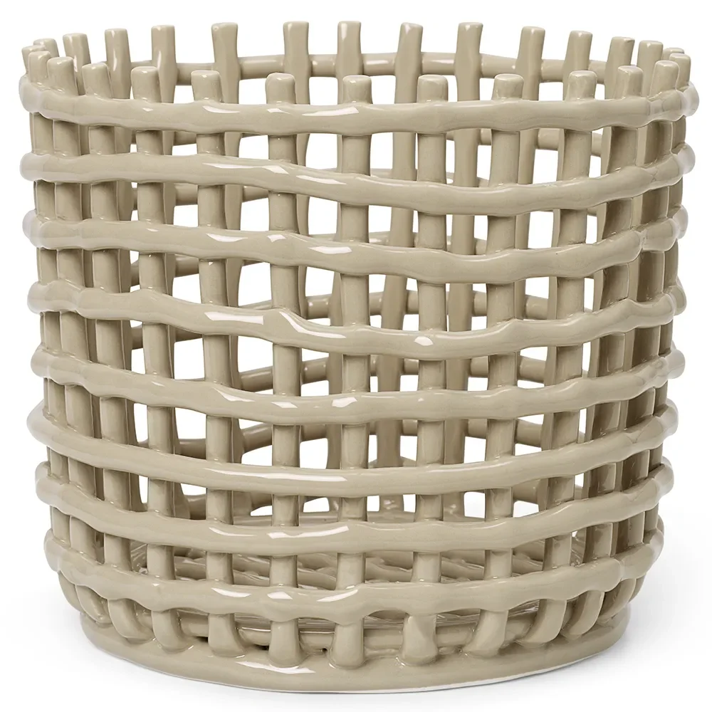 Ferm Living, Ceramic Flätad korg - Large - Cashmere